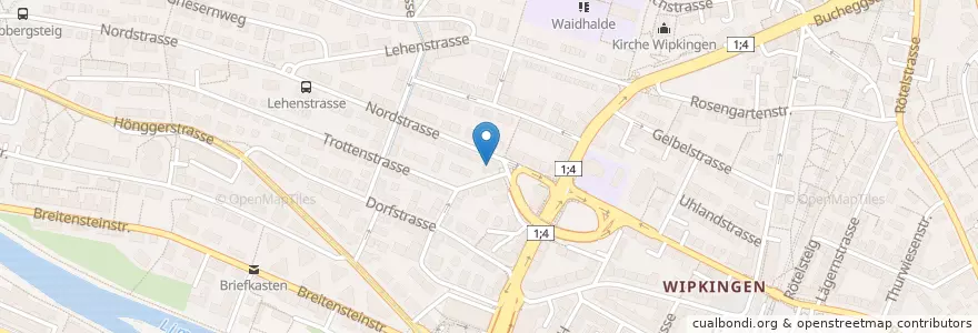 Mapa de ubicacion de Mittaghort Trotten en Switzerland, Zurich, District Zurich, Zurich.