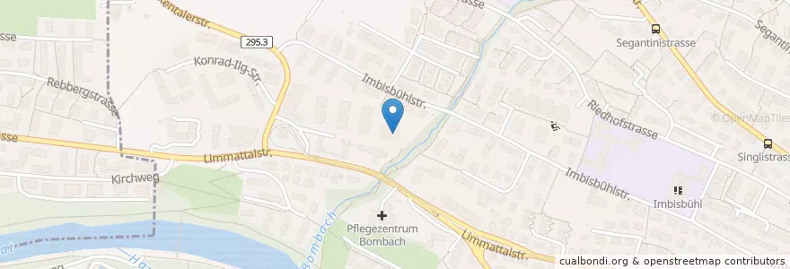 Mapa de ubicacion de Kindergarten Bombach 1 + 2 en Switzerland, Zurich, District Zurich, Zurich.