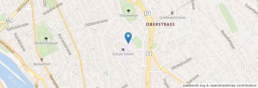 Mapa de ubicacion de Kindergarten Scherr 1 en Svizzera, Zurigo, Distretto Di Zurigo, Zurigo.