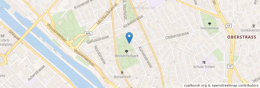 Mapa de ubicacion de Kindergarten Beckenhof en Switzerland, Zurich, District Zurich, Zurich.
