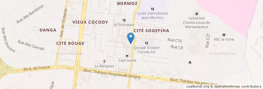 Mapa de ubicacion de Médico scolaire de cocody:ssu-SAJ en Ivoorkust, Abidjan, Cocody.