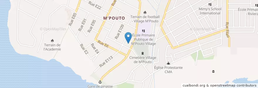 Mapa de ubicacion de Centre de santé municipal de M'pouto en Costa D'Avorio, Abidjan, Cocody.