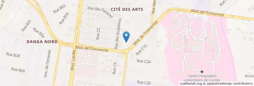 Mapa de ubicacion de Clinique de Cocody cité des arts - Association medicale de la grâce en 코트디부아르, 아비장, Cocody.