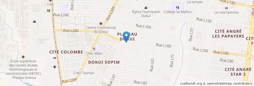 Mapa de ubicacion de Centre de soins pluriels Sainte Grâce en 코트디부아르, 아비장, Cocody.