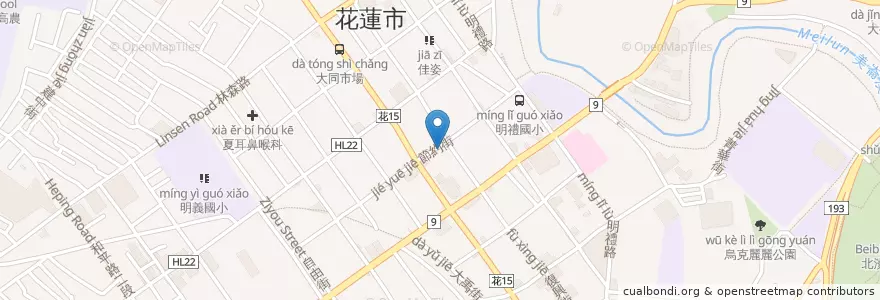 Mapa de ubicacion de 阿公冰店 en Taiwan, 臺灣省, 花蓮縣, 花蓮市.