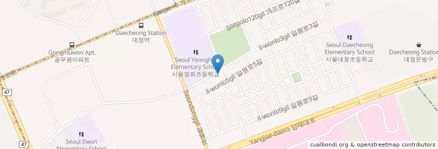 Mapa de ubicacion de 대한유도관 en كوريا الجنوبية, سول, 강남구, 일원1동.