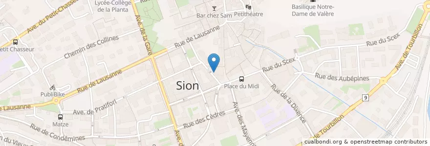 Mapa de ubicacion de Chez Chou en İsviçre, Valais/Wallis, Sion, Sion.