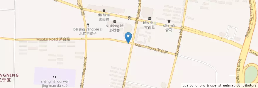 Mapa de ubicacion de Burger King en China, Shanghái, Changning.