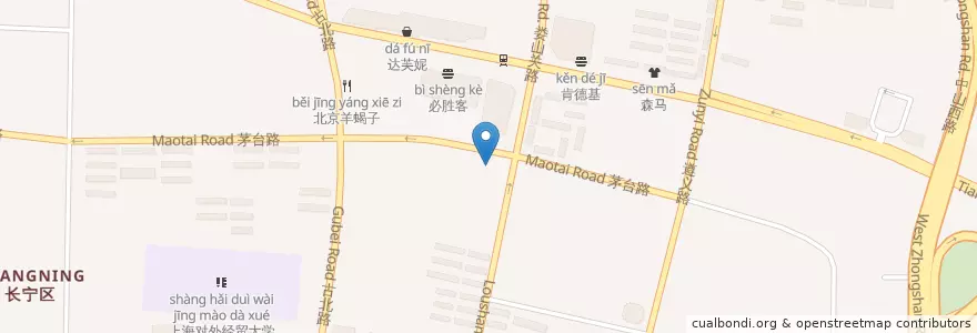 Mapa de ubicacion de 腾政猪排 en Cina, Shanghai, Distretto Di Changning.