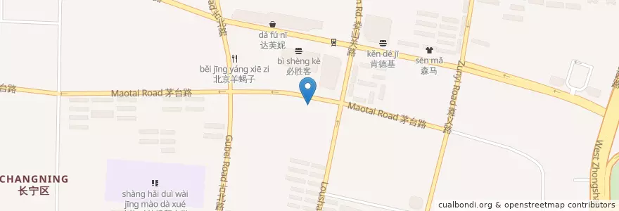Mapa de ubicacion de 土风炉 en 中国, 上海市, 长宁区.