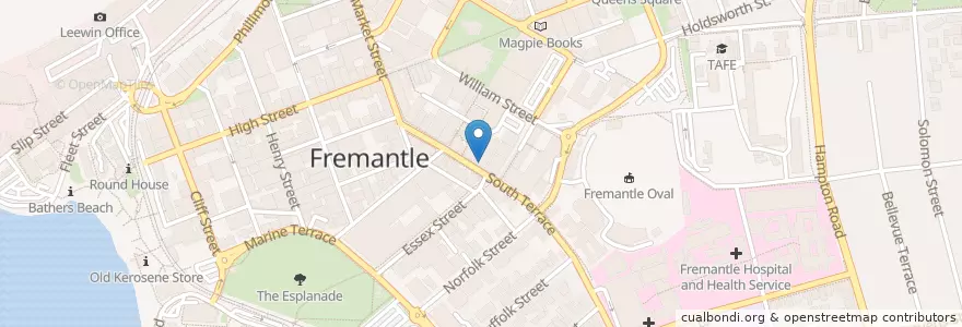 Mapa de ubicacion de Metropolis en Australien, Westaustralien, City Of Fremantle.
