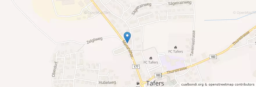 Mapa de ubicacion de Garage Gobet en Suíça, Fribourg/Freiburg, Sensebezirk, Tafers.