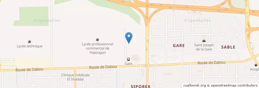 Mapa de ubicacion de Centre de Perfectionnement au Technique Industriel de Yopougon en Ivory Coast, Abidjan, Yopougon.