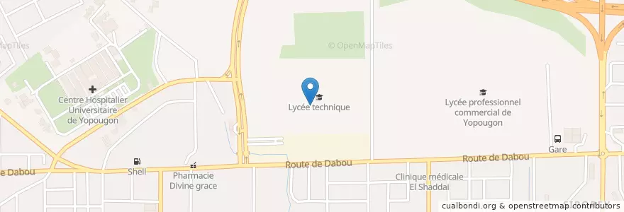 Mapa de ubicacion de Lycée Technique de Yopougon en Fildişi Sahili, Abican, Yopougon.