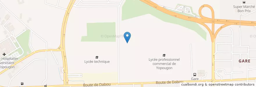 Mapa de ubicacion de Lycée Professionnel Commercial de Yopougon en 코트디부아르, 아비장, Yopougon.