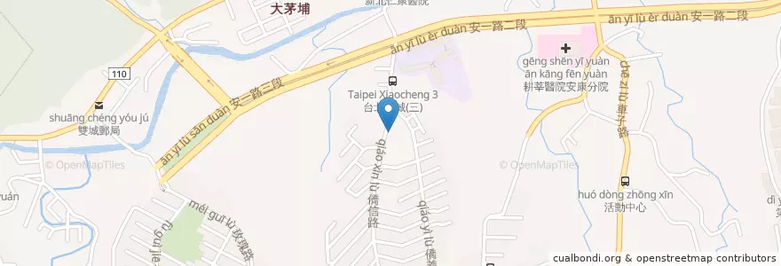 Mapa de ubicacion de 台北小城基督教會 en تايوان, تايبيه الجديدة, 新店區.