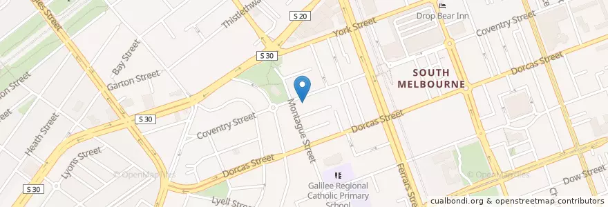 Mapa de ubicacion de O'Connells Hotel en Australien, Victoria, City Of Port Phillip.