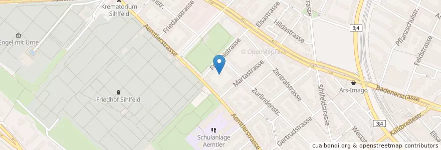 Mapa de ubicacion de Mittag-/Abendhort Fritschi en Schweiz/Suisse/Svizzera/Svizra, Zürich, Bezirk Zürich, Zürich.