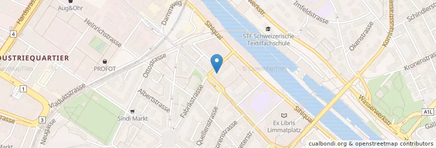 Mapa de ubicacion de Mittag-/Abendhort Fabrikstrasse en سوئیس, زوریخ, Bezirk Zürich, Zürich.