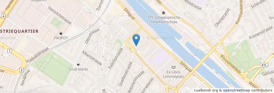 Mapa de ubicacion de Mittag-/Abendhort Limmat en スイス, チューリッヒ, Bezirk Zürich, Zürich.