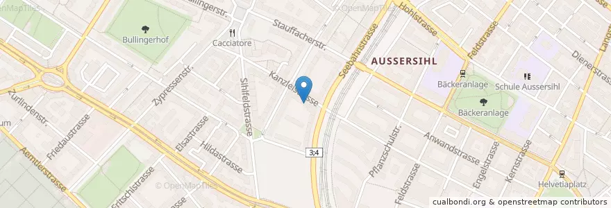 Mapa de ubicacion de Kindergarten Kanzlei ABZ en Svizzera, Zurigo, Distretto Di Zurigo, Zurigo.