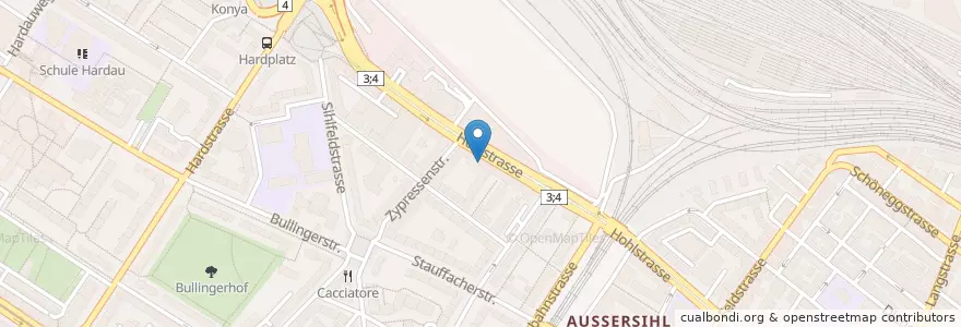 Mapa de ubicacion de Mittag-/Abendhort Erna en Svizzera, Zurigo, Distretto Di Zurigo, Zurigo.
