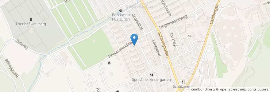 Mapa de ubicacion de Mittag-/Abendhort Hegianwandweg 1 en Switzerland, Zurich, District Zurich, Zurich.
