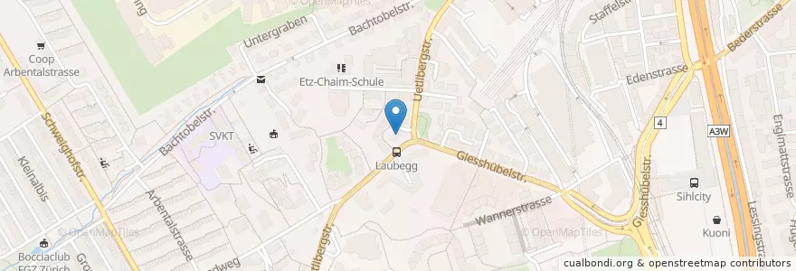 Mapa de ubicacion de Kindergarten Laubegg en Schweiz/Suisse/Svizzera/Svizra, Zürich, Bezirk Zürich, Zürich.
