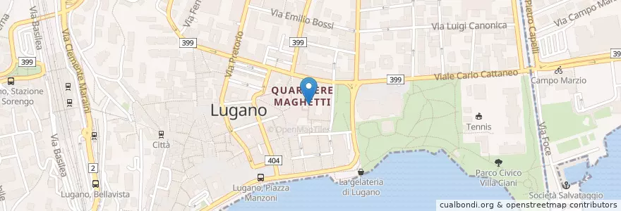 Mapa de ubicacion de Elvetic en Suisse, Tessin, District De Lugano, Lugano, Circolo Di Lugano Ovest.