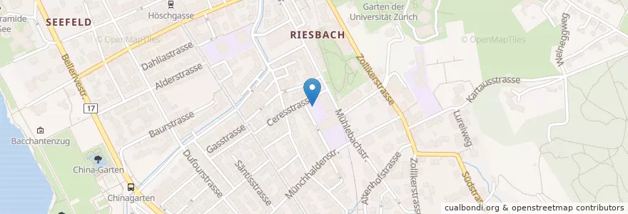 Mapa de ubicacion de Pavillon Riesbach en Suisse, Zurich, District De Zurich, Zurich.