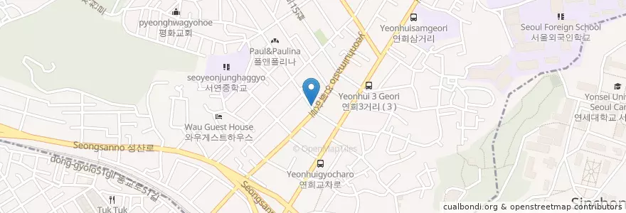 Mapa de ubicacion de 서양가정식 마우디 en 韩国/南韓, 首尔, 西大門區, 연희동.
