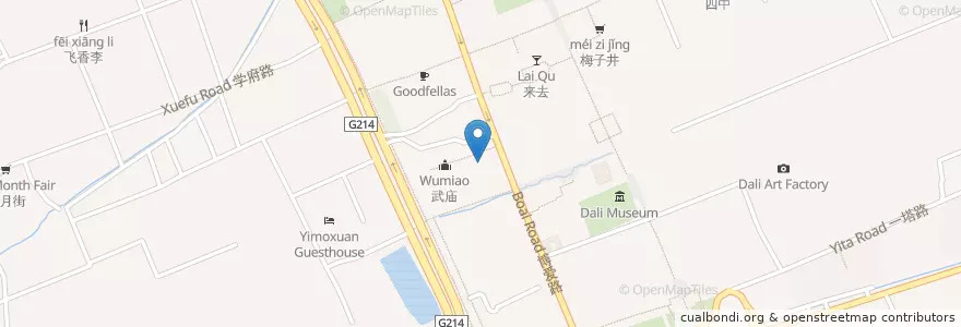 Mapa de ubicacion de 南门清真寺 en 中国, 云南省, 大理白族自治州, 大理市.