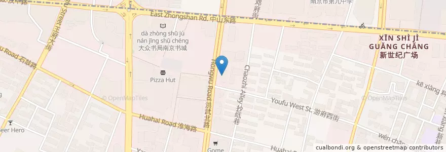 Mapa de ubicacion de Starbucks en Chine, Jiangsu, Nankin, District De Qinhuai.