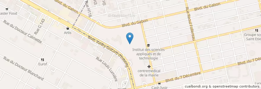 Mapa de ubicacion de Centre de Perfectionnement aux Metiers du Bois en ساحل العاج, أبيدجان, Koumassi, Marcory.