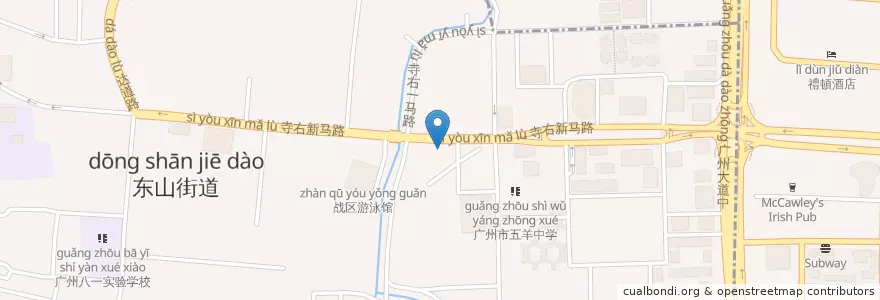 Mapa de ubicacion de Pacific Coffee Company en 中国, 広東省, 広州市, 越秀区, 东山街道.
