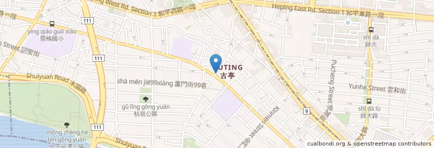 Mapa de ubicacion de 85度C en 타이완, 신베이 시, 타이베이시, 중정 구.