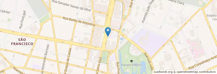 Mapa de ubicacion de Curso SEB Dom Bosco en 브라질, 남부지방, 파라나, Região Geográfica Intermediária De Curitiba, Região Metropolitana De Curitiba, Microrregião De Curitiba, 쿠리치바.