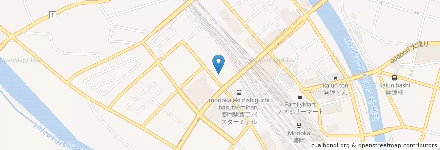 Mapa de ubicacion de 盛岡駅西口駐車場 en Jepun, 岩手県, 盛岡市.