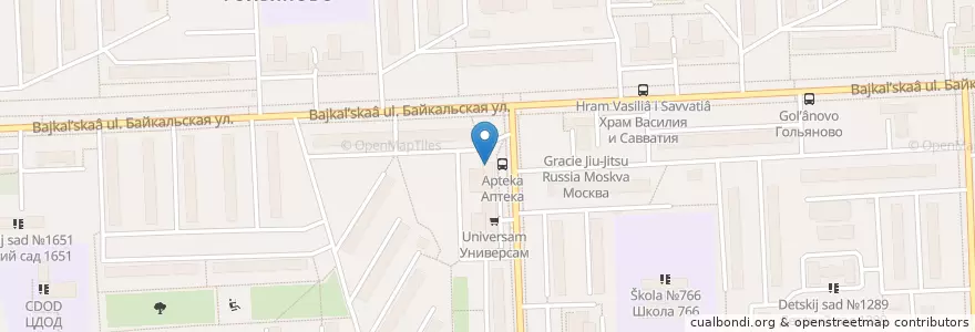 Mapa de ubicacion de Отделение связи №107207 en Rússia, Distrito Federal Central, Москва, Восточный Административный Округ, Район Гольяново.