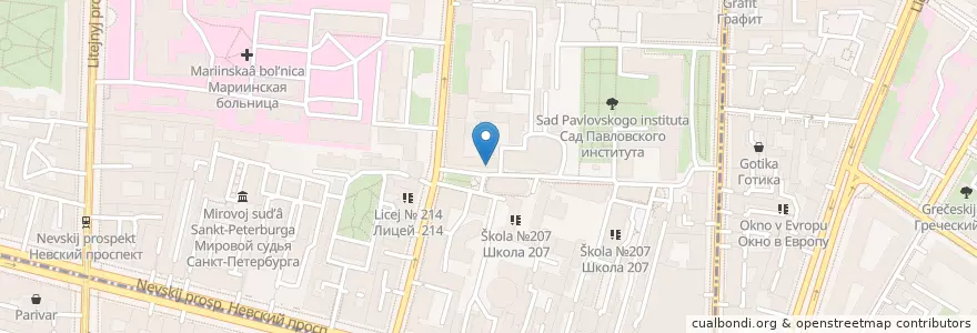 Mapa de ubicacion de Pasta Bar 1315 en Rússia, Северо-Западный Федеральный Округ, Ленинградская Область, São Petersburgo, Центральный Район.