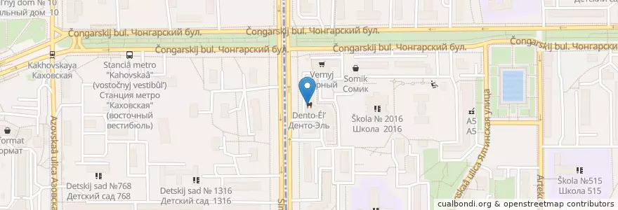 Mapa de ubicacion de Дента-Эль en Russia, Distretto Federale Centrale, Москва, Юго-Западный Административный Округ, Район Зюзино.