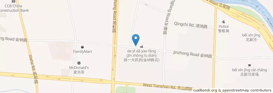 Mapa de ubicacion de 山东饭子馆 en 中国, 上海市, 长宁区.