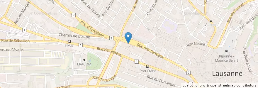 Mapa de ubicacion de Chauderon en Швейцария, Во, District De Lausanne, Lausanne.