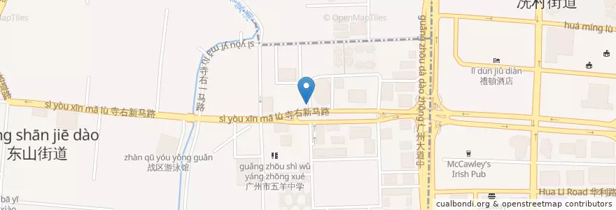 Mapa de ubicacion de 银记肠粉店 en 중국, 광둥성, 광저우시, 越秀区, 东山街道.