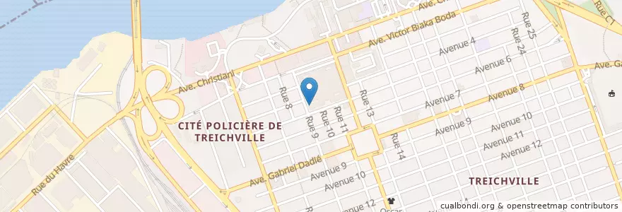 Mapa de ubicacion de Poste de Police du Marché Treichville en Costa D'Avorio, Abidjan, Treichville.