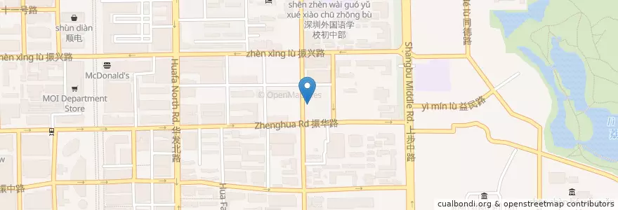 Mapa de ubicacion de 木屋烧烤 en 中国, 广东省, 深圳市, 福田区.