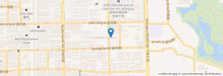 Mapa de ubicacion de Pizza Hut en 中国, 广东省, 深圳市, 福田区.