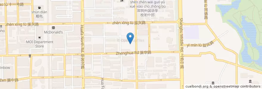 Mapa de ubicacion de 面点王 en 中国, 广东省, 深圳市, 福田区.