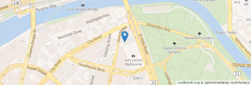 Mapa de ubicacion de Curve Bar en Austrália, Victoria, City Of Melbourne.