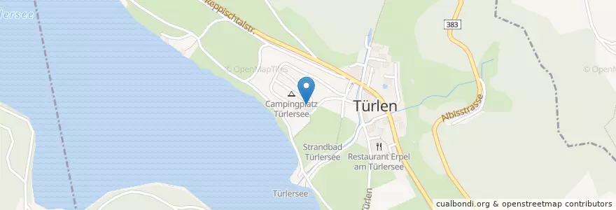 Mapa de ubicacion de Restaurant Türlersee en Suíça, Zurique, Bezirk Affoltern, Hausen Am Albis.